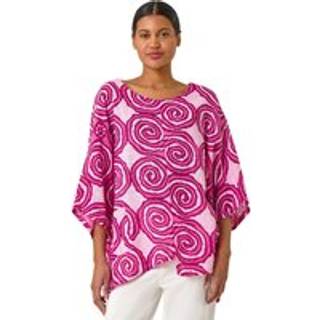 Roman 100% Bomuld Spiral Tryk Asymmetrisk Tunika TopSmall