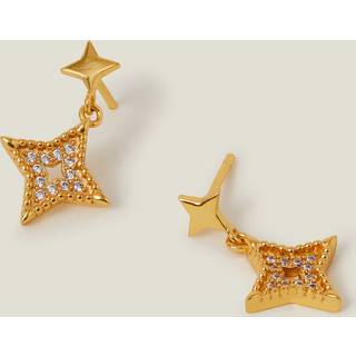 Accessorize Accessorize Gold 14ct Plated Diamante Star Drop Earrings