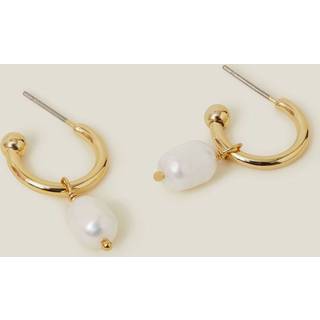 Accessorize Accessorize 14ct Pearl Drop Hoop øreringe