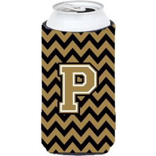 Brev P Chevron Black and Gold Tall Boy Beverage Isulator Hugger CJ1050-PTBC