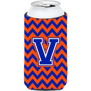 Brev V Chevron Orange og Blue Tall Boy Beverage Isulator Hugger CJ1044-VTBC