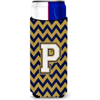 Brev P Chevron Navy Blue og Gold Ultra Beverage Isolators til slanke dåser CJ1057-PMUK