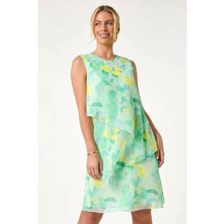 Roman Roman Petite Lemon Tryk Layered A-Line Kjole