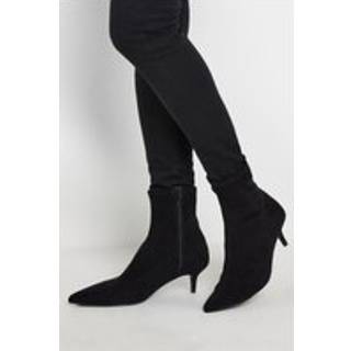 Lts Black Faux Suede Kitten Heeled Boots In Standard Fit Standard > 10 Lts | Tall Women's Women's Boots - Standard 10