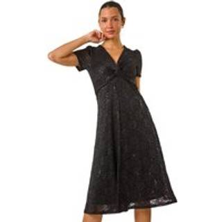 Roman Roman Pailletter Lace Twist Front Midi Kjole - EU 38 (UK 10)