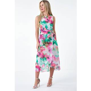 Roman Roman Pink Floral Midi Wrap Dress
