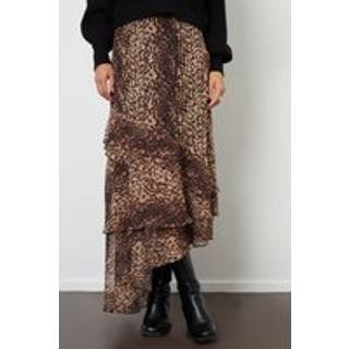 Threadbare Threadbare Brown Leopard Print Chiffon Ruffled Maxi Skirt
