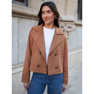 Threadbare Threadbare Brown Suedette Cropped Trench Jacket