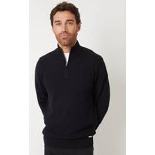 Threadbare Threadbare Black Mini Cable Knit Quarter Zip Jumper