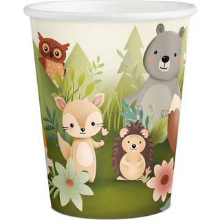 6 stk. Papkrus Skovens Venner 220ml, Farverigt Design Perfekt til Børnefødselsdag