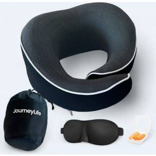 Journeylife Rejse nakkepude med velcro luk - Sort