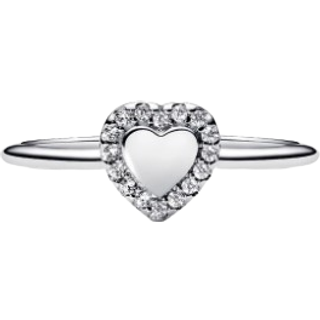 Pandora Silver Engravable Heart Halo Ring - 48
