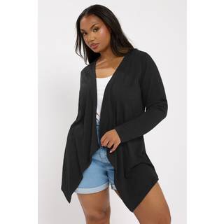 Yours Curve Yours Curve Black Textured Waterfall Cardigan