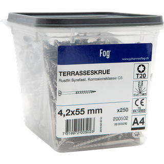 Fog terrasseskrue 4,2x55mm rustfri stål a4 250stk t20
