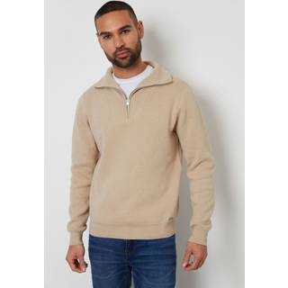 Threadbare Threadbare Neutral Rib Panel Quarter Zip Jumper