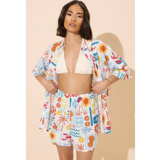 PixieGirl Petite Postcard Print 100% Cotton Shorts38lille