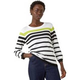 Roman Roman White Stripe Print Colour Knit Jumper