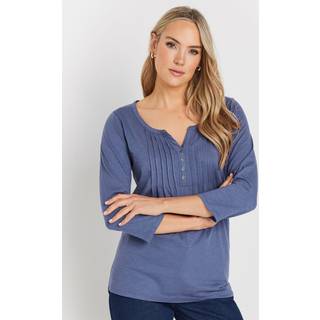 Lts Tall Blue Henley Top 18 Lts | Tall Women's Basic Tops