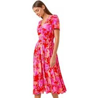 Roman Shadow Blomster Tryk Shirred Midi KjoleEU 40 (UK 12)