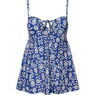 Yours Curve Yours Curve Blue Ikat Knot Front Swimdress