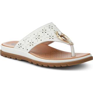 Pavers Pavers White Slip-On Toe-Post Sandals