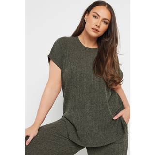 Yours Curve Yours Curve Green Knitted Co-Ord T-Shirt