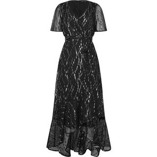 M & Co M & Co Black Metalic Ruffle Wrap Dress
