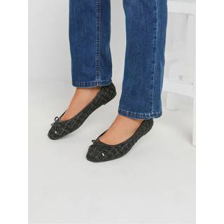 Lts Black Boucle Tweed Ballerina Pumps In Standard Fit Standard > 9 Lts | Tall Women's Ballerina Pumps - Standard 9