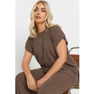 Yours Curve Yours Curve Brown Knitted Co-Ord T-Shirt
