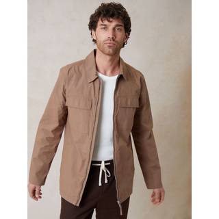 Threadbare Threadbare Brown 100% Cotton Poplin Lightweight Collared Jacket