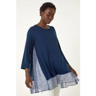 Roman Animal Print Contrast Mesh Hem Stretch Top44