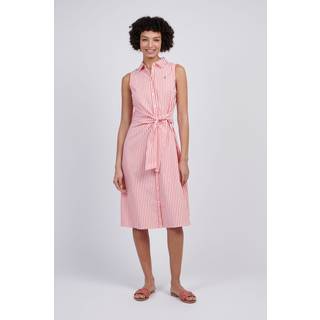 U. S. Polo Assn U. S. Polo Assn Pink Womens Stripe Tie Waist Shirt Dress - Small