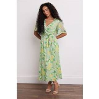 M & Co M & Co Green Petite Mesh Wrap Dress