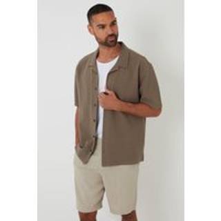 Threadbare Threadbare Green Textured Revere Collar Short Sleeve Shirt