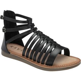 Ravel Ravel Black Leather Flat Strappy Sandals