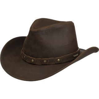 Stetson Calf Split Western Leather Hat Chocolate Brown, 59/L