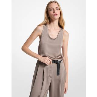 MK Satin Racerback Tank Top - Brown - Michael Kors - XXS