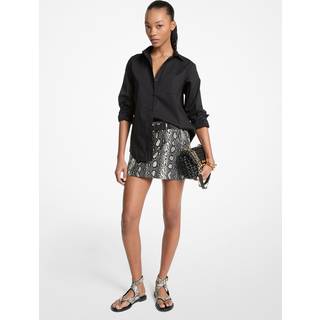 MK Stretch Cotton Poplin Shirt - Black - Michael Kors - XS