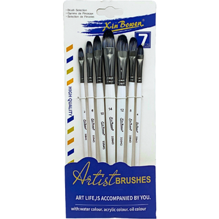 Artist Brushes 7-Pak Black/White - Flat
