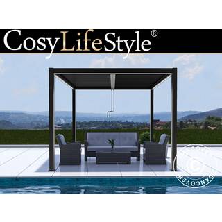 Bioklimatisk pergola pavillon /Havepavillon San Pablo, 3x3m, Sort