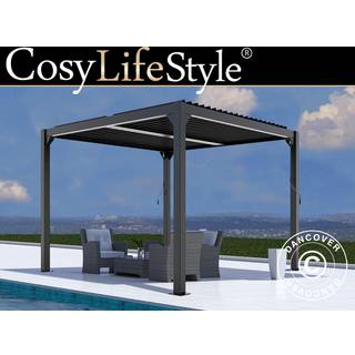 Bioklimatisk pergola pavillon /Havepavillon San Pablo, 4x4m, Sort