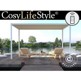 Pergola pavillon /Havepavillon San Fernando, 4x3m, Hvid/Beige