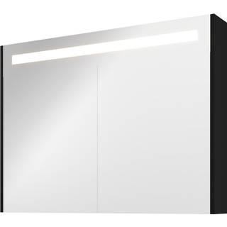 Sanibell Proline spejlskab med LED belysning og matsort sidepaneler 100x74cm