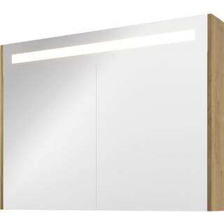 Sanibell Proline spejlskab med LED belysning og ideal eg sidepaneler 100x74cm