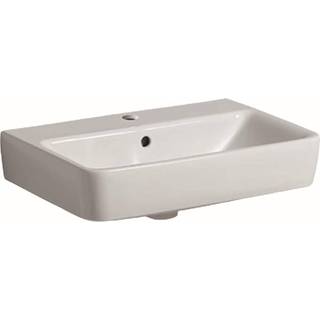 Geberit Renova Compact håndvask: B=55cm, T=37cm, Hanehul=Midtpå, Overløb=Synlig, Hvid