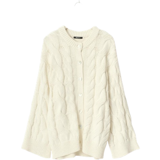 Gina Tricot-Chunky knitted cable cardigan-Striktrøjer-Hvid-M-Dame