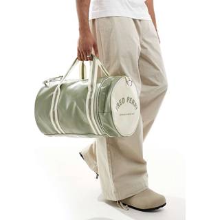 Fred Perry Classic Barrel Bag Olive Mint/White