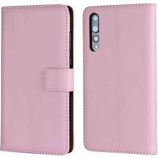 SKALO Huawei P20 Flip Cover m. Pung i Ægte Læder - Pink