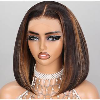 SuperLook FB30 Ombre Bob Wig Human Hair Real 210% Density klar til at gå gluess Wig 12a Straight Highlight Bob Wigs Human Hair Pre Cut Lace Pre B