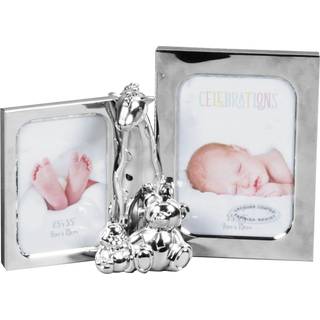 Celebrations Silver Plated Giraffe, Teddy And Penguin Double Photo Frame - P8939